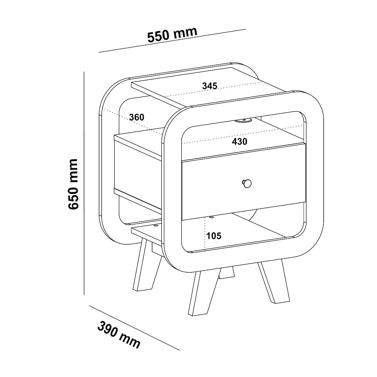 Mesa de Cabeceira Theo Com USB - Cinamomo/Off - Imagem 4