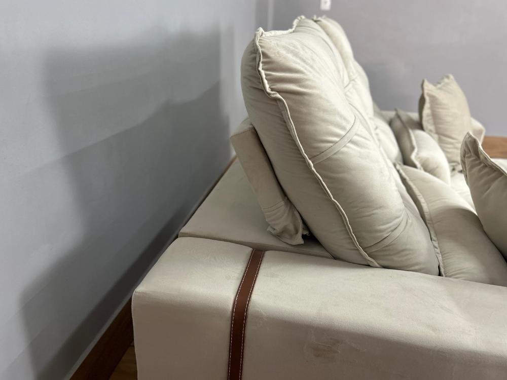 Sofá Retrátil e Reclinável Kioto 2.10m - Bege Veludo - Imagem 3