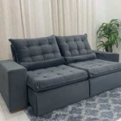 Sofá Retrátil Reclinável Small 2.30m - Cinza Veludão
