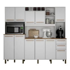 Armário Cozinha Petra Branco/Cinamomo 11 Portas 2 Gavetas Larg. 2.18m - Valdemoveis