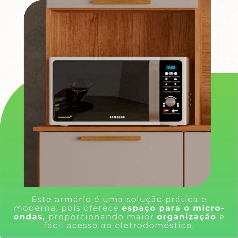 Armário Cozinha New Topázio Cinamomo/Off 6 Portas 2 Gavetas Larg. 1.65m - Sallêto - Imagem 8
