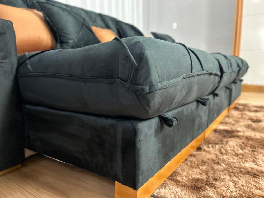 Sofá Retrátil Reclinável Pleno 3 Módulos 2.90m - Preto Veludo - Imagem 8
