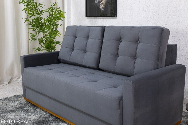 Sofá 3 lugares Living Áustria Veludo Grafite A15 Larg. 1.70m - Imagem 3