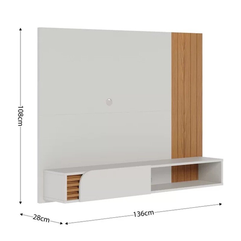 Home Suspenso Jurerê Larg. 1.36m Off/Freijó para TV até 60" - Colibri - Imagem 3