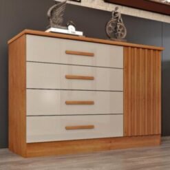 Cômoda Sapateira Barcelona 4 Gavetas 1 Porta Tcil - Cinamomo/Off White