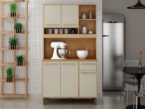 Armário Kit de Cozinha Ametista 5 portas - Cinamomo/Off White