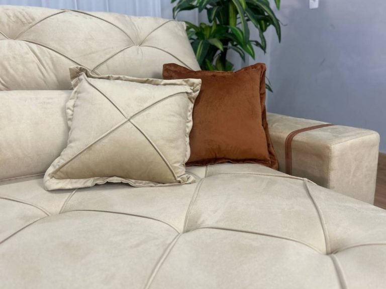 Sofá Retrátil Reclinável Pleno 2.30m - Bege Veludo - Imagem 5