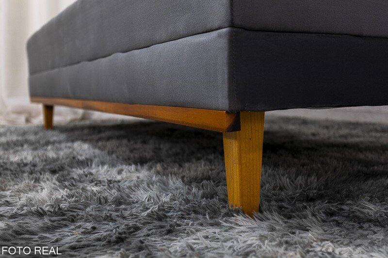 Sofá Cama Madrid Veludo Cinza 2303 Larg. 1.80m - Molas Bonnel - Imagem 7