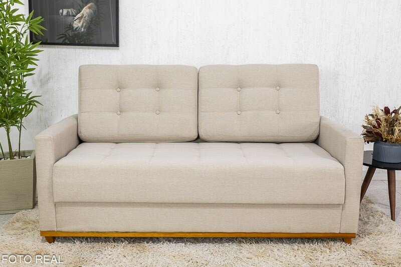 Sofá 3 lugares Living Áustria Linho Bege A57 Larg. 1.70m - Imagem 2