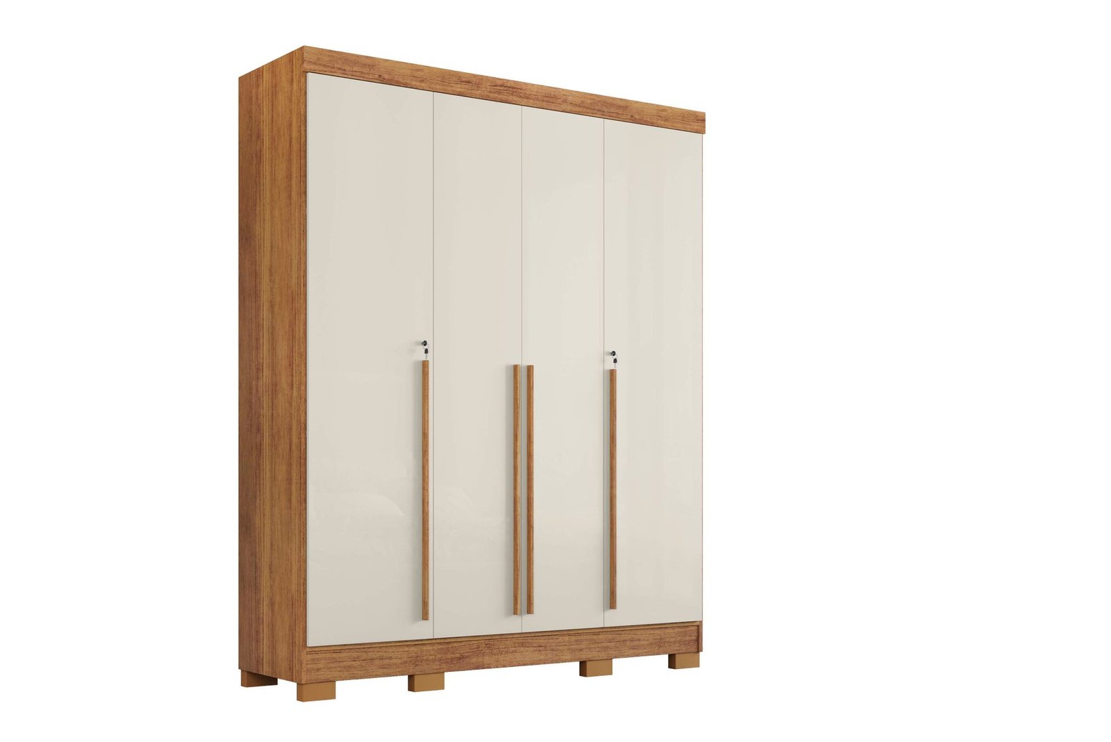 Guarda-Roupa Domus 4 portas com pés e chave - Cedro/Areia - Imagem 4