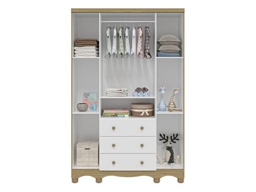 Armário Tedy 4 Portas - Branco/Carvalho - Imagem 5