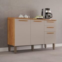 Balcão de Cozinha New Valência 1,20m -  Cinamomo/Off White