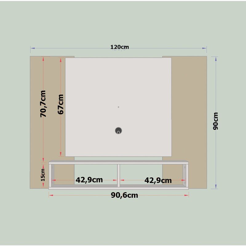 Painel Navi Larg. 1.20m Branco Ripado para TV até 47" - Bechara - Imagem 2