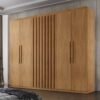 Guarda-Roupa Casal Cairo Ripado 6 Portas MDF Larg. 1.80m Nature Rufato