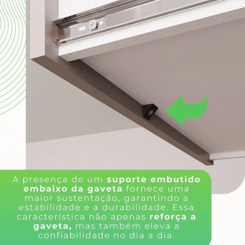 Armário Cozinha New Topázio Cinamomo/Off 6 Portas 2 Gavetas Larg. 1.65m - Sallêto - Imagem 6