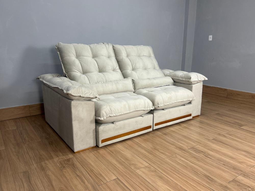 Sofá Retrátil e Reclinável Istambul 2.30m - Bege Veludo - Imagem 3