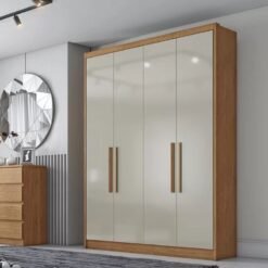 Roupeiro Moderni Plus Cumaru/Fendi Fosco 4 Portas 100% MDF Larg. 1.64m - Novo Horizonte