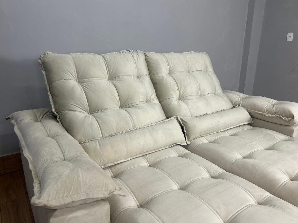 Sofá Retrátil e Reclinável Istambul 2.30m - Bege Veludo - Imagem 6