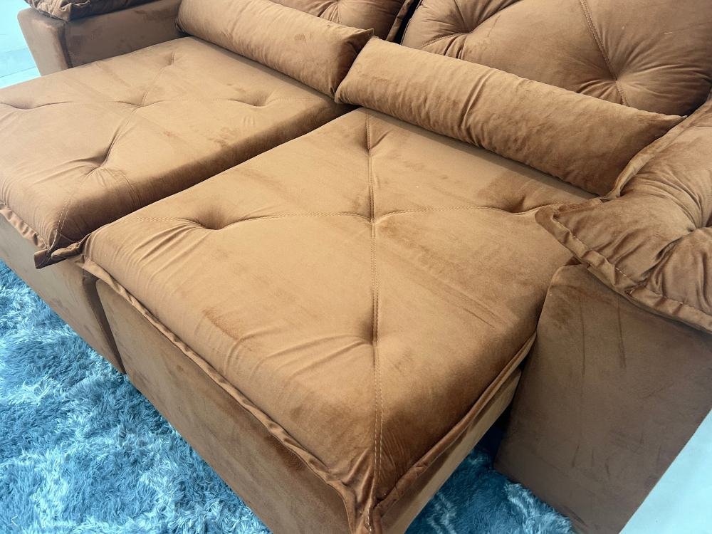 Sofá Retrátil Reclinável Brasão 2.00m- Terracota Veludo - Imagem 5