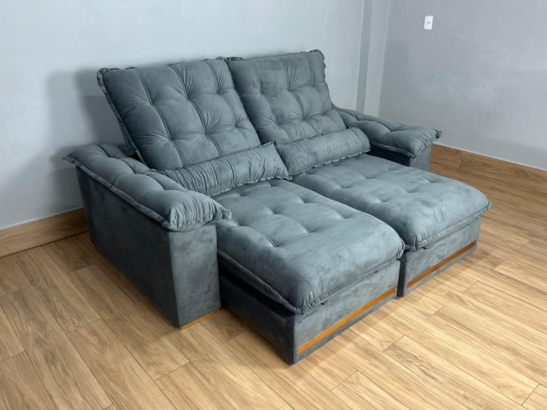 Sofá Retrátil e Reclinável Istambul 2.30m - Cinza Veludo - Imagem 6