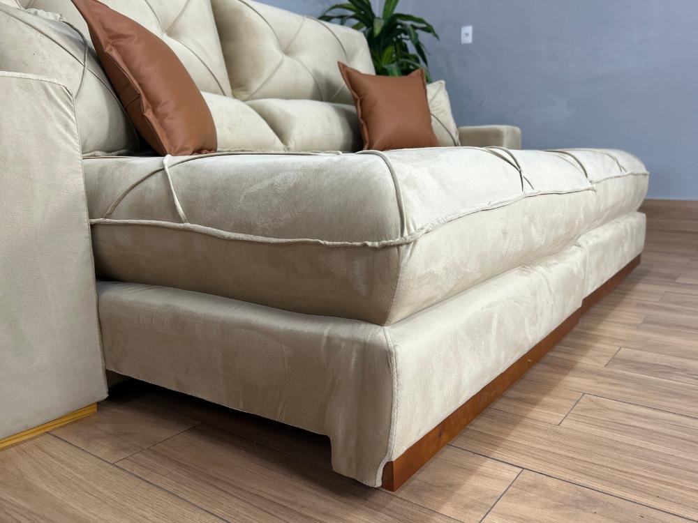 Sofá Retrátil e Reclinável Gran Bello 2.00m - Bege Veludo - Imagem 9