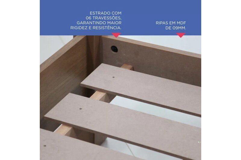 Cama Solteiro Milênio + Cama Auxiliar 2 Gavetas Branca - D Doro - Imagem 4