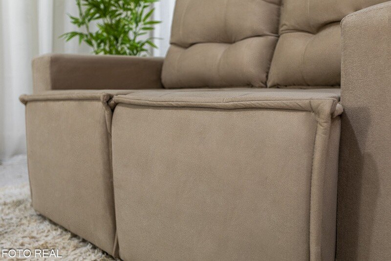Sofá Retrátil Reclinável Rafaela 1.40m Veludinho Bege B09 - Imagem 7