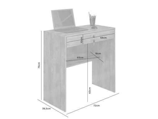 Escrivaninha Andorinha 1 Gaveta Com Chave - Branca - Imagem 4