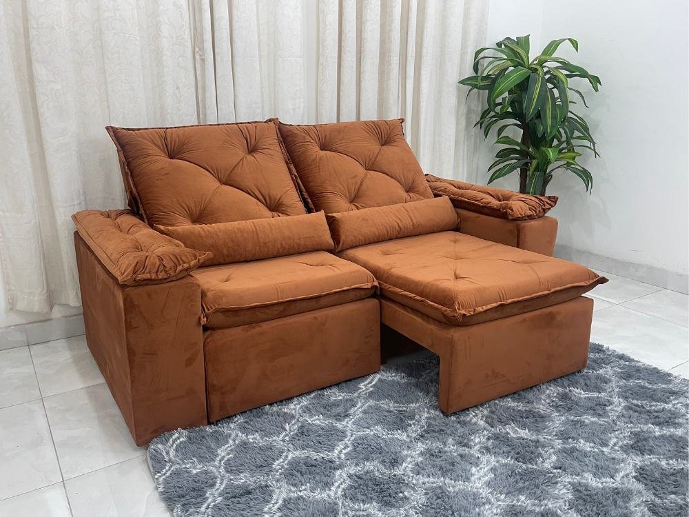Sofá Retrátil Reclinável Brasão 2.00m- Terracota Veludo - Imagem 3