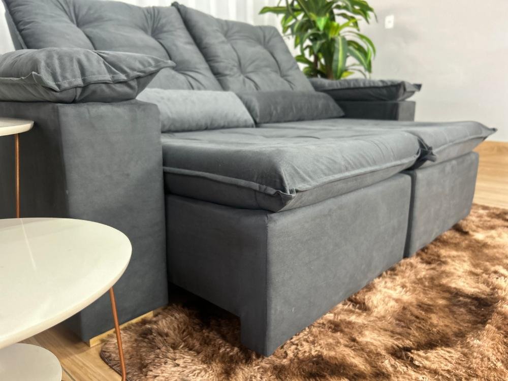 Sofá Retrátil Reclinável Atenas 2.00m - Cinza Veludo - Imagem 8