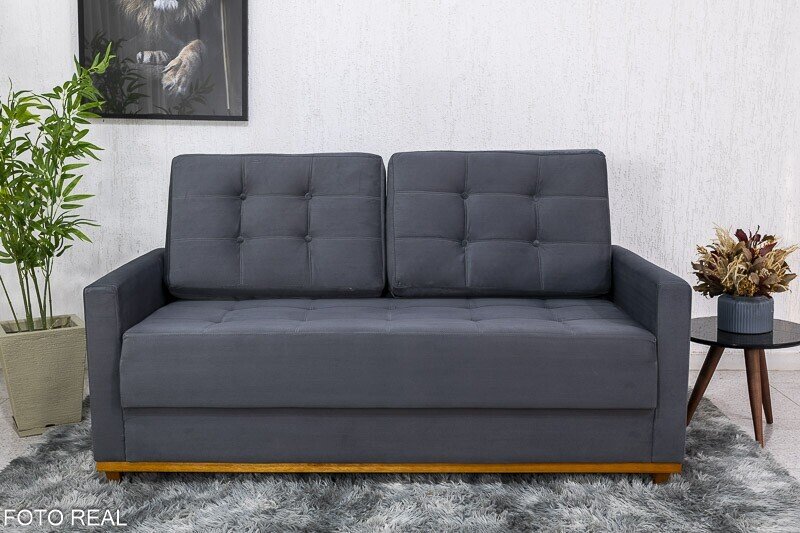 Sofá 3 lugares Living Áustria Veludo Grafite A15 Larg. 1.70m - Imagem 2