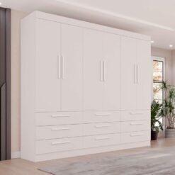 Guarda-Roupa Dinamarca 6 Portas e 9 Gavetas 1.80m - Branco