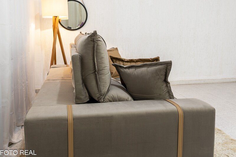 Sofá Retrátil Reclinável Gran Bello 2.30m Veludo Capuccino - Molas Ensacadas - Imagem 8