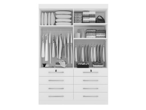 Guarda-Roupa Mônaco c/ espelho 4 portas e 8 gavetas - Branco - Imagem 4