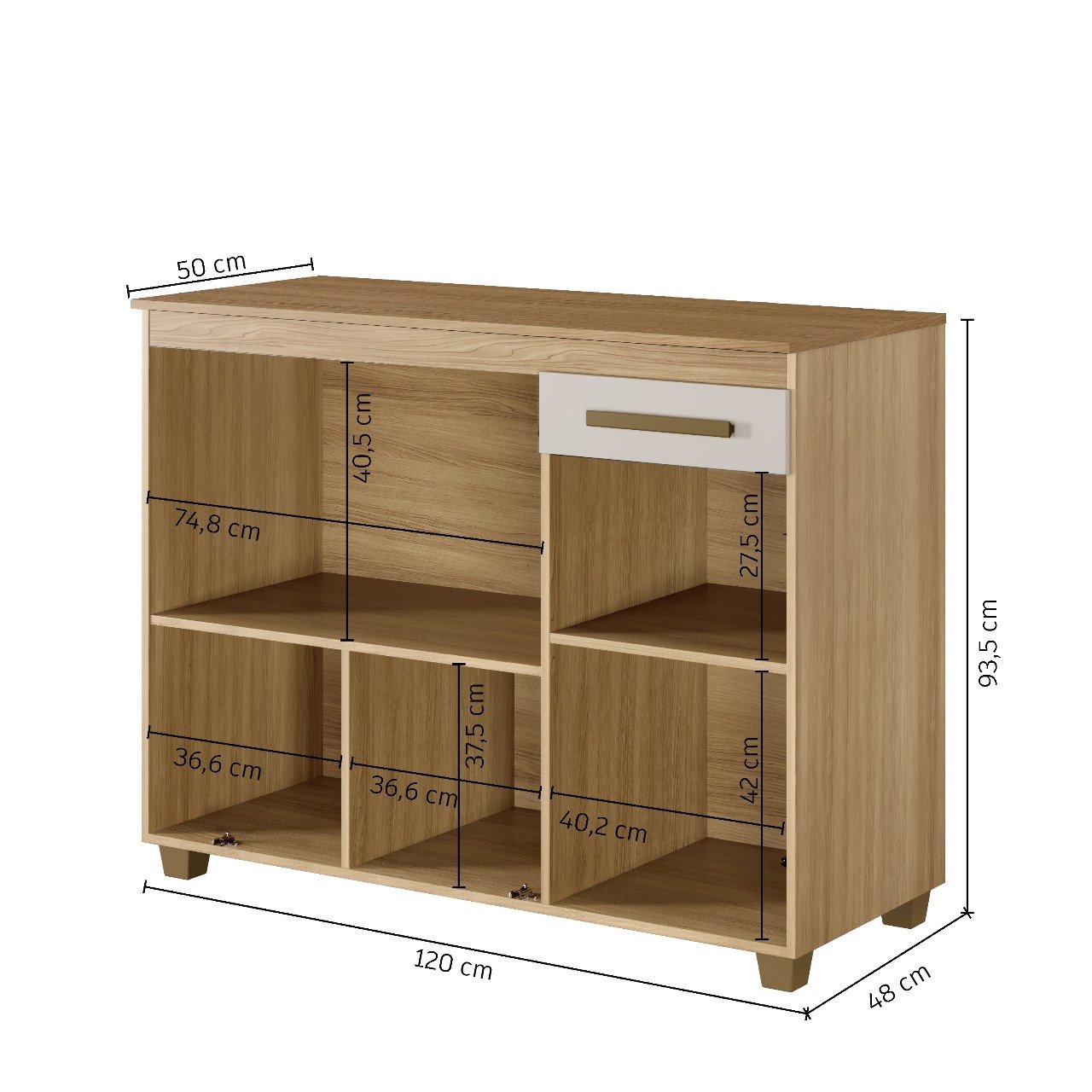 Balcão Cronus Cooktop 5 Bocas - Cinamomo/Off White - Imagem 2