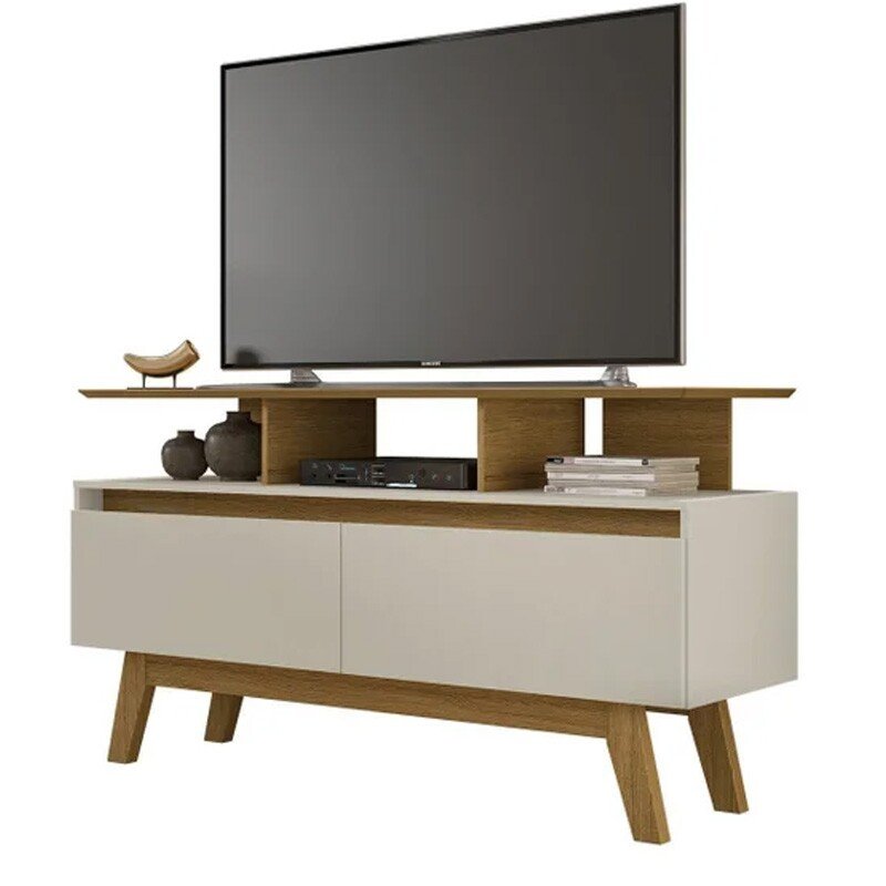 Rack Bancada Rubi Larg. 1.20m Cinamomo/Off para TV até 50" - Bechara - Imagem 4