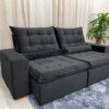 Sofá Retrátil Reclinável Small 2.30m - Preto Veludão