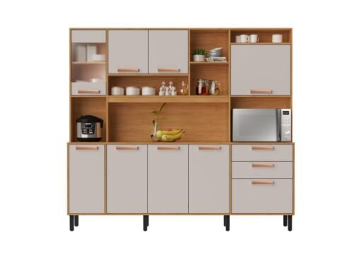 Armário Kit de Cozinha Nápoles 2,20m - Cinamomo/Off White - Imagem 3