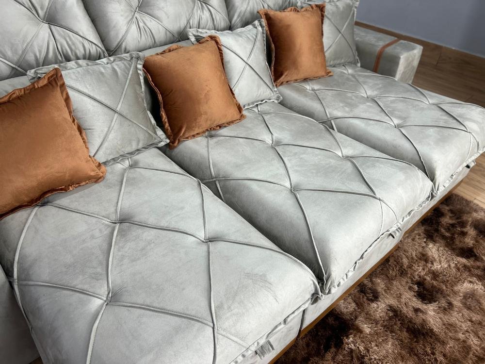 Sofá Retrátil Reclinável Pleno 3 Módulos 2.90m - Capuccino Veludo - Imagem 7