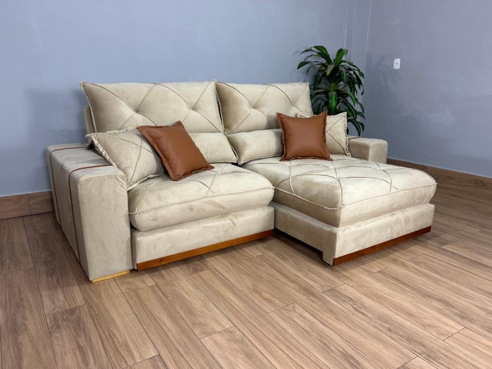 Sofá Retrátil e Reclinável Gran Bello 2.00m - Bege Veludo - Imagem 2