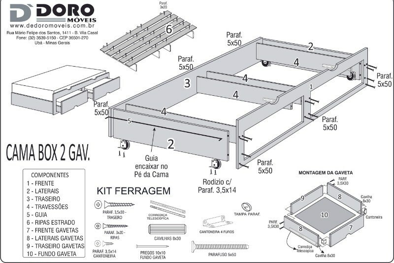 Cama Solteiro Primícia Ripado + Cama Auxiliar Solteiro 2 Gavetas Ypê D Doro - Imagem 5