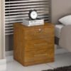 Mesa de Cabeceira 011 Luxo Cinamomo 3 Gavetas Larg. 0.45m - JL Móveis