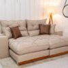 Sofá Retrátil Reclinável Gran Bello 2.30m Linho Bege 30 - Molas Ensacadas Pocket