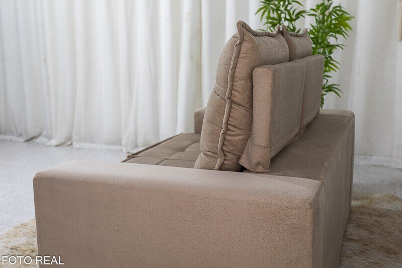 Sofá Retrátil Reclinável Rafaela 1.40m Veludinho Bege B09 - Imagem 8