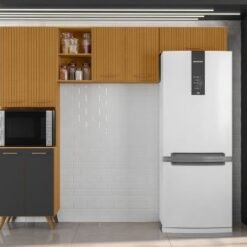 Cozinha Completa Olinda 3 peças - Freijó Ripado/Grafite