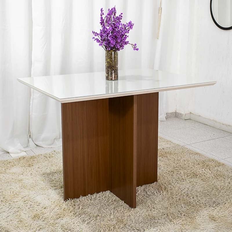 Mesa de Jantar Helo 120×90 Vidro Off/Base Mel - Poliman - Imagem 2