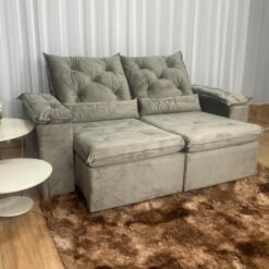 Sofá Retrátil Reclinável New Grécia 1.90m - Capuccino Veludo