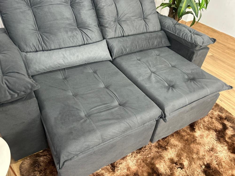 Sofá Retrátil Reclinável Atenas 2.00m - Cinza Veludo - Imagem 10