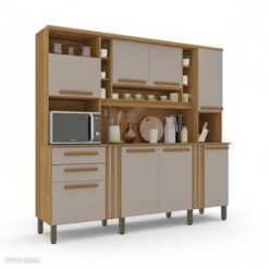 Armário Cozinha Acácia Larg. 2.18m Cinamomo/Off 8 Portas 2 Gavetas - Sallêto