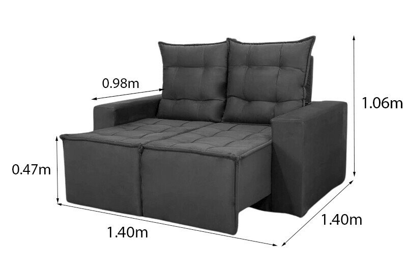 Sofá Retrátil Reclinável Rafaela 1.40m Veludinho Bege B09 - Imagem 9